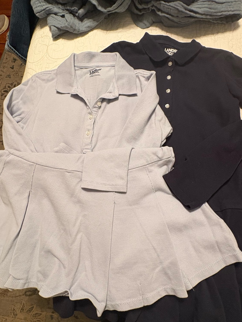 Lands' End Girls' Navy & Light Blue Long-Sleeve Polo Dresses